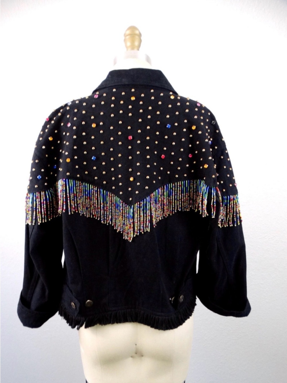 V Cristina Black Studded Fringe Jacket - Picture 2 of 5